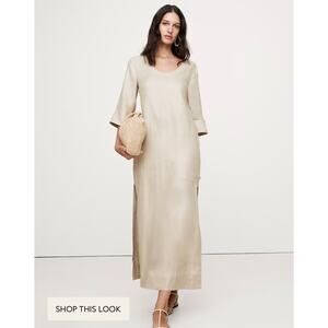 New Banana Republic Linen Scoop Neck Maxi Dress  Beige XL Extra Large Cover-Up
